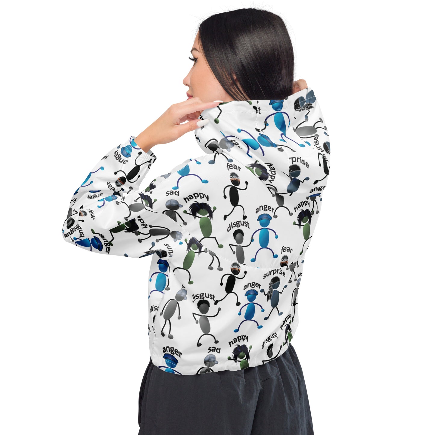 Name Your EMOSHIONS Women's White Cropped Windbreaker