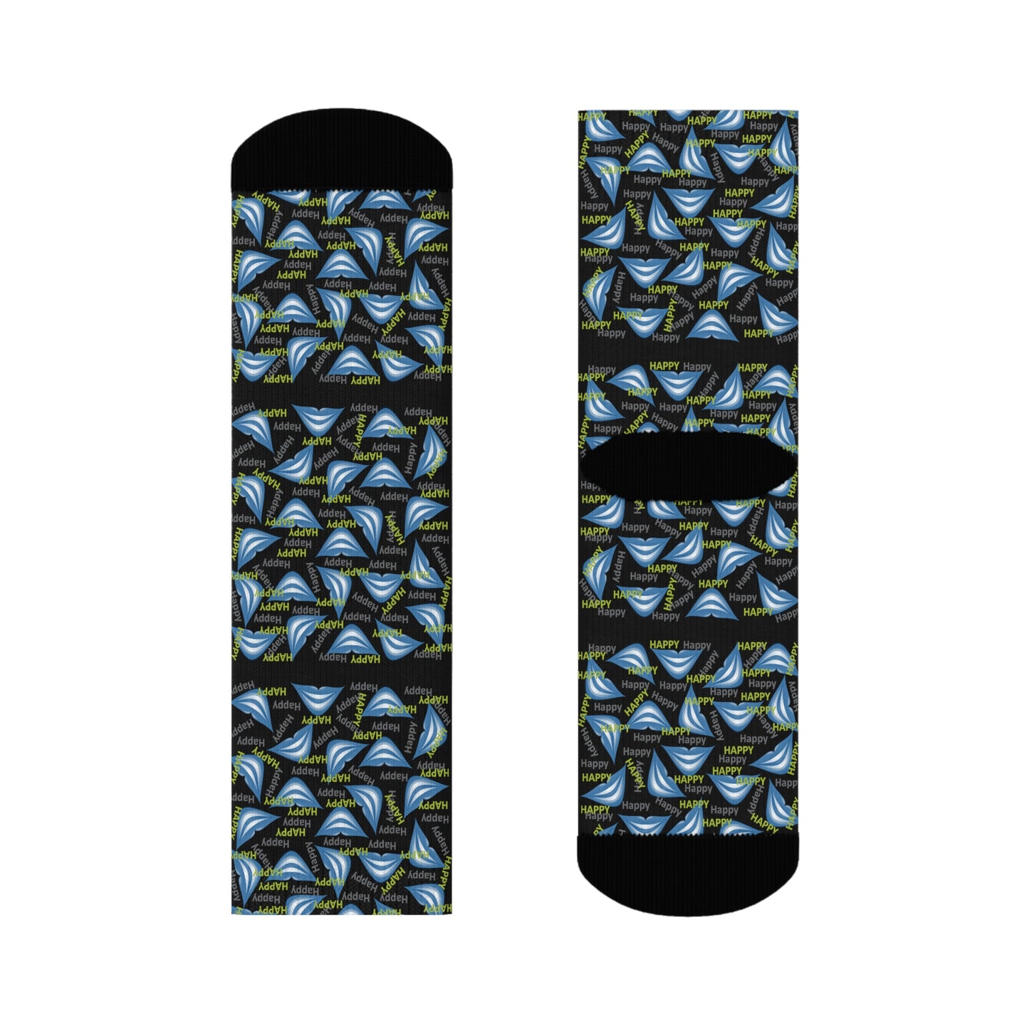 Happy Unisex Black Socks