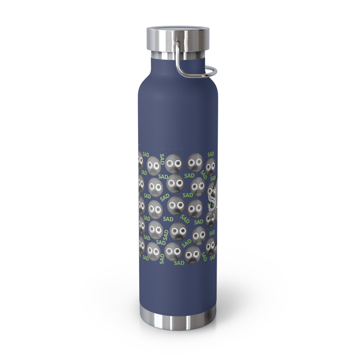 Sad EMOSHIONS Navy Blue Insulated Water Bottle, 22oz