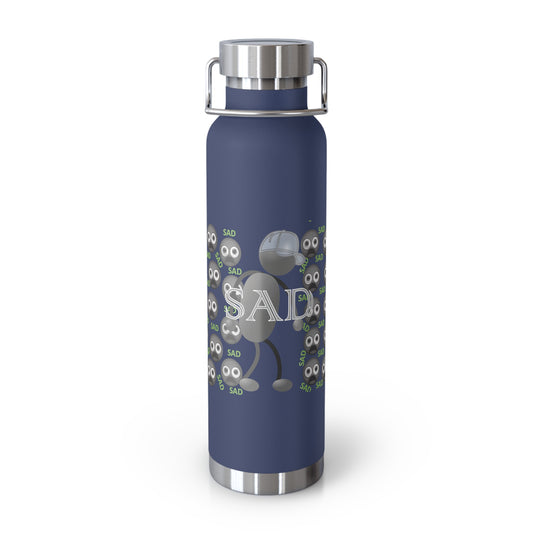 Sad EMOSHIONS Navy Blue Insulated Water Bottle, 22oz
