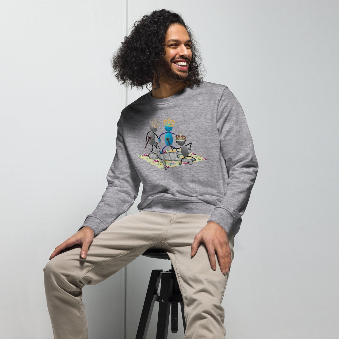 Don't Be Ruled By Your EMOSHIONS Depictions Unisex Grey Melange Organic Sweatshirt