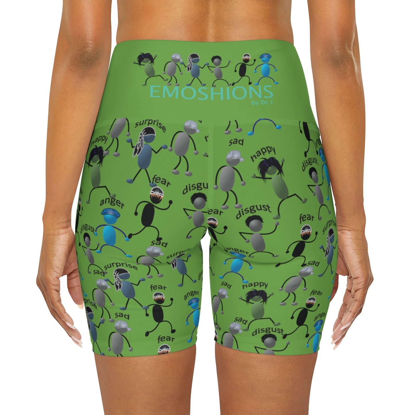 Name Your EMOSHIONS Depictions Womens Bright Green High Waisted Yoga Shorts