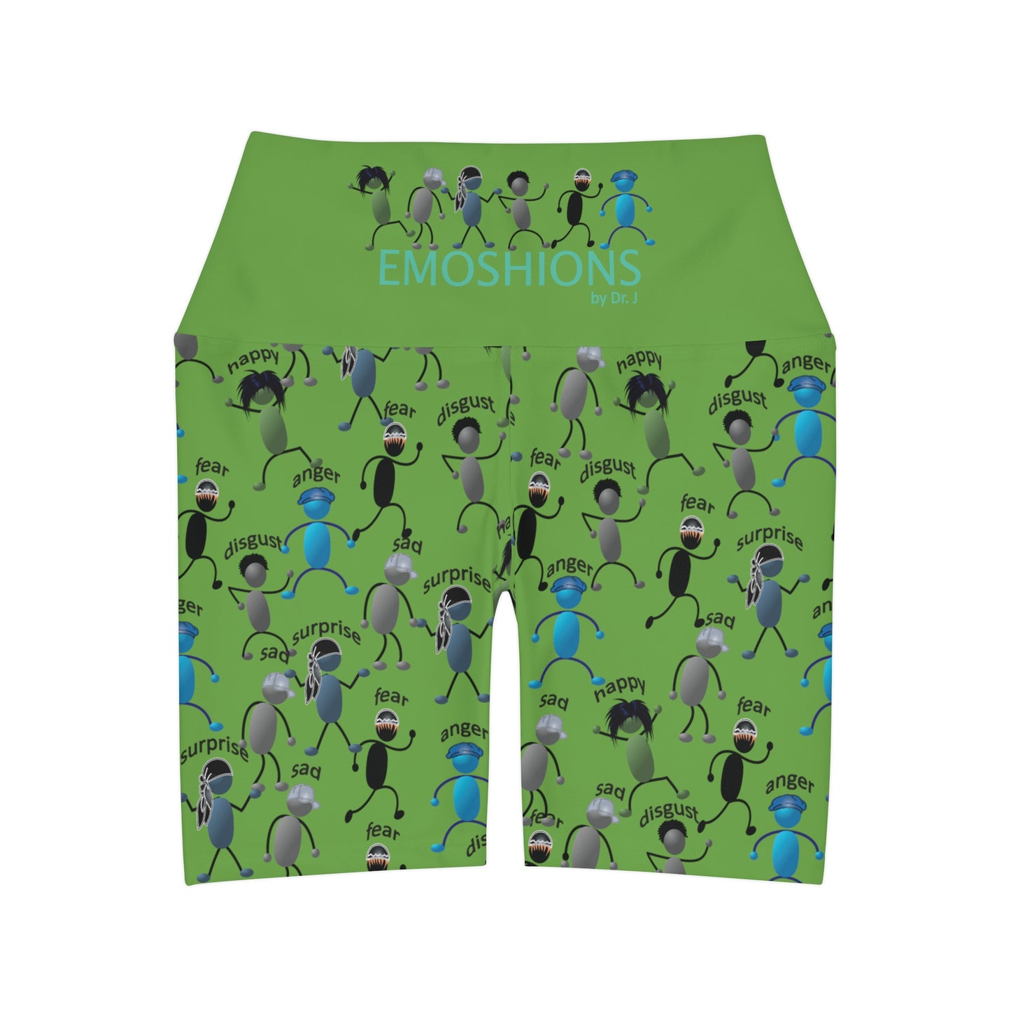 Name Your EMOSHIONS Depictions Womens Bright Green High Waisted Yoga Shorts