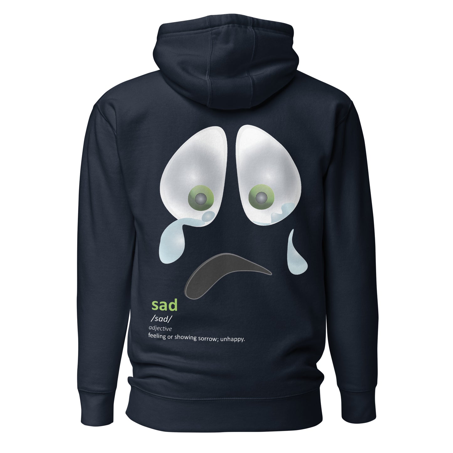Sad EMOSHIONS Facial Expressions Unisex Premium Navy Blue Hoodie