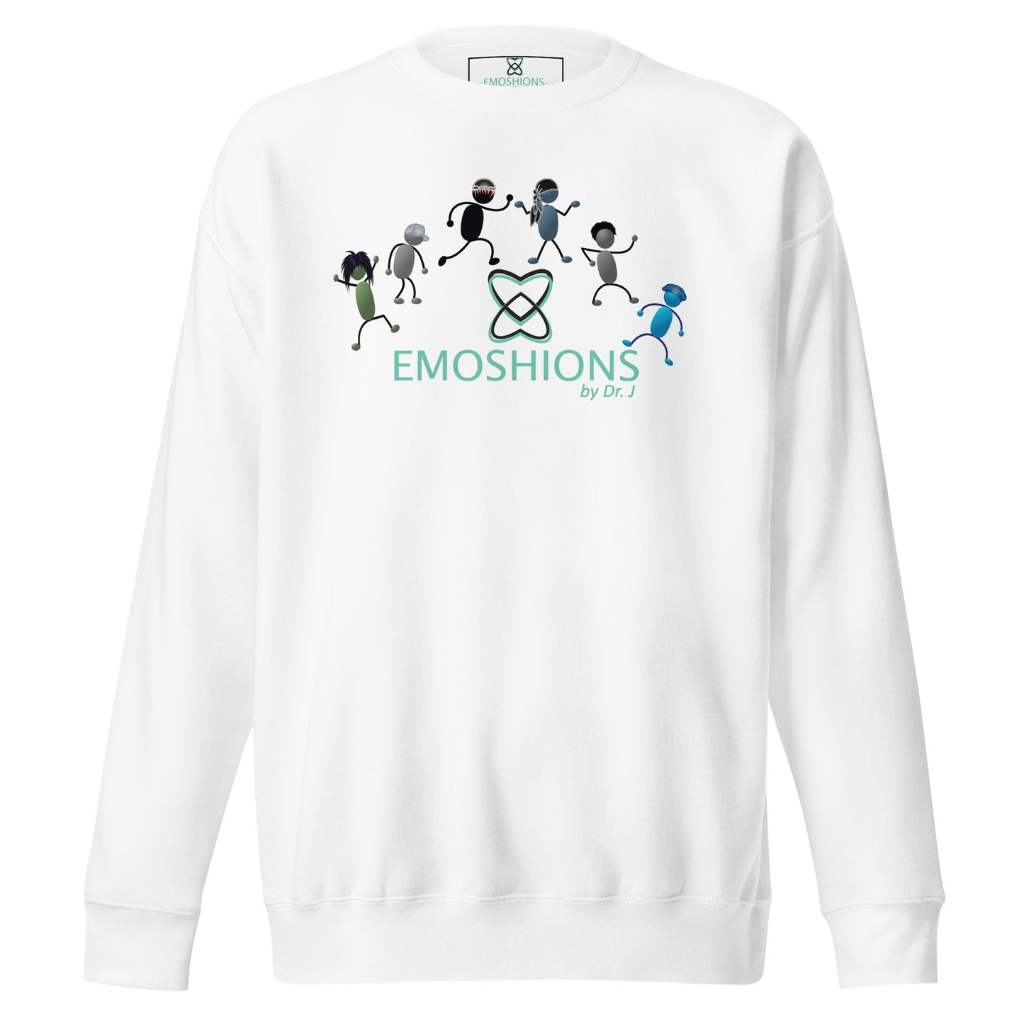 Collage Of EMOSHIONS Logo Unisex White Sweatshirt